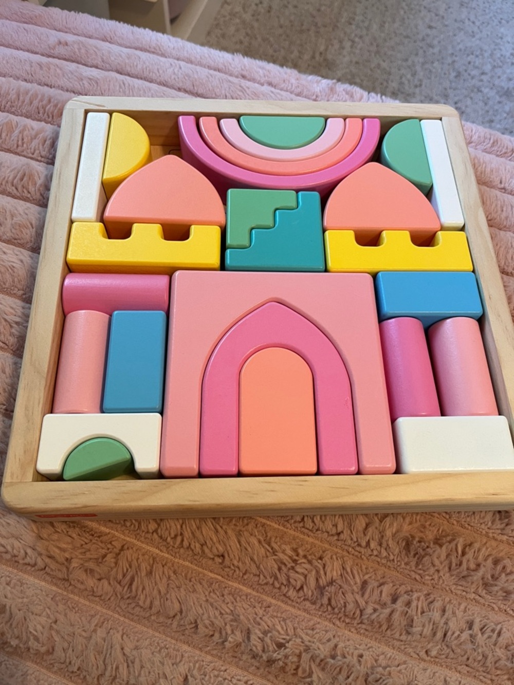 Wooden Pastel Building Blocks Set - Pink & Multicolor